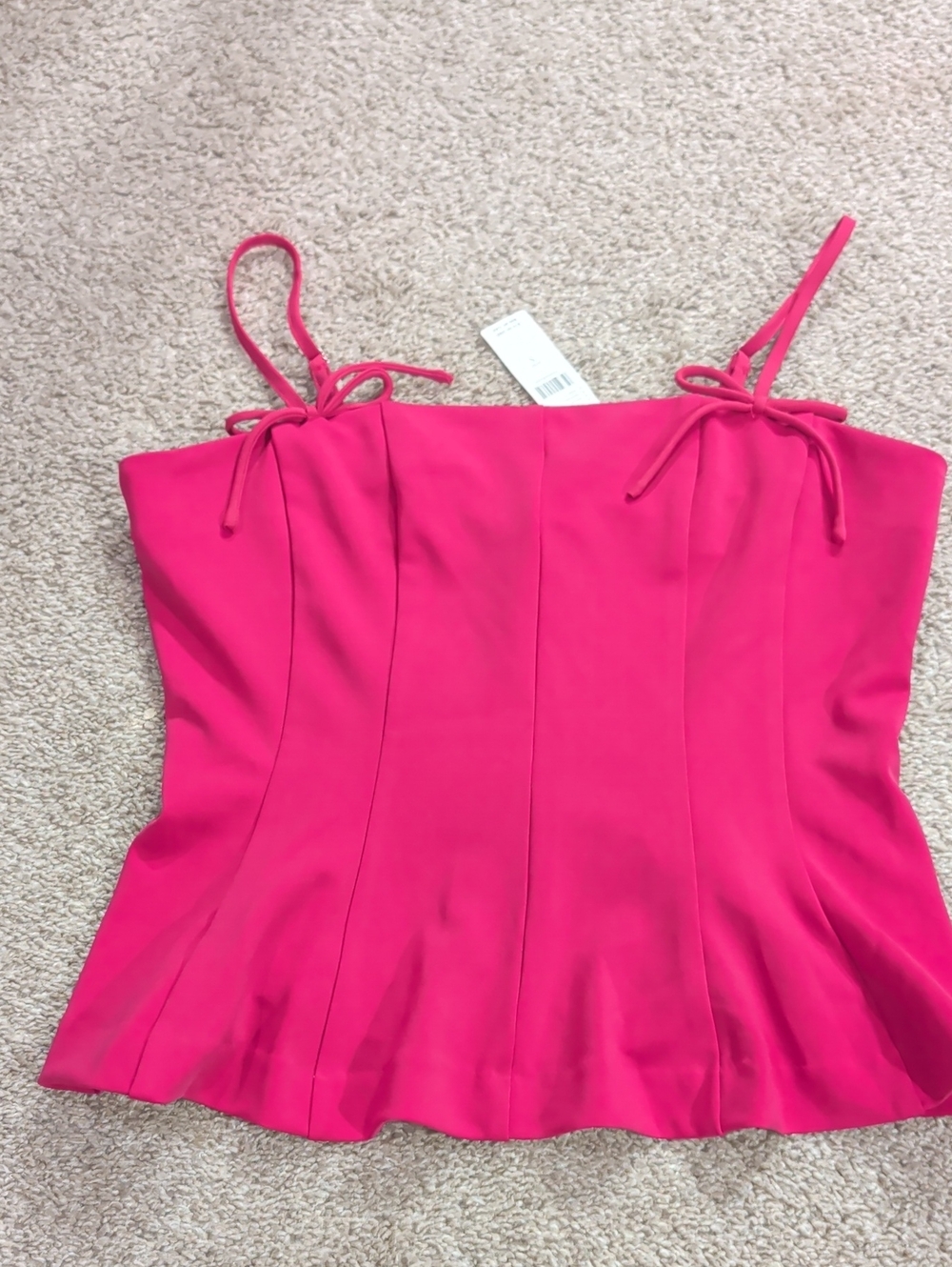 Anthropologie Hot Pink Tie-Strap Bustier Camisole